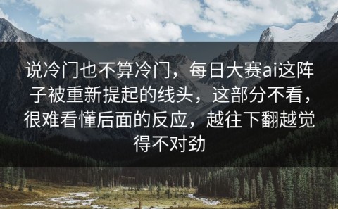 说冷门也不算冷门，每日大赛ai这阵子被重新提起的线头，这部分不看，很难看懂后面的反应，越往下翻越觉得不对劲
