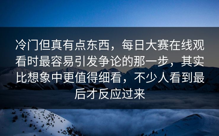 冷门但真有点东西，每日大赛在线观看时最容易引发争论的那一步，其实比想象中更值得细看，不少人看到最后才反应过来