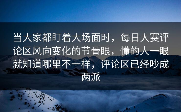 当大家都盯着大场面时，每日大赛评论区风向变化的节骨眼，懂的人一眼就知道哪里不一样，评论区已经吵成两派