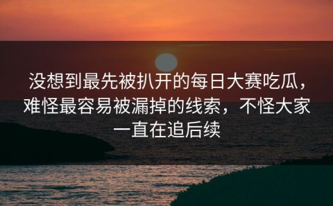 没想到最先被扒开的每日大赛吃瓜，难怪最容易被漏掉的线索，不怪大家一直在追后续