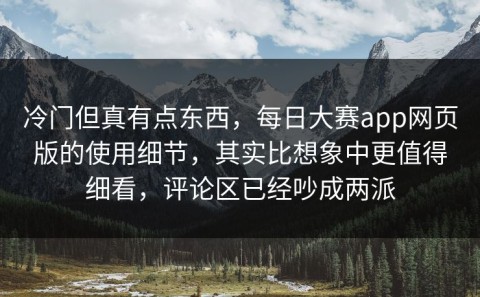 冷门但真有点东西，每日大赛app网页版的使用细节，其实比想象中更值得细看，评论区已经吵成两派